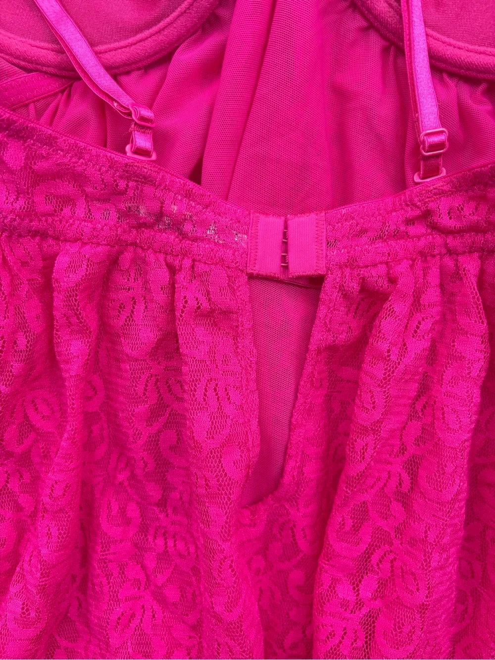 La Senza Perfectly Me Lace Baby Doll Top  in Pink with Black Bows Size Medium - Picture 12 of 16